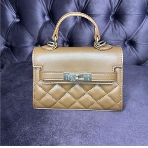 Mini Brown Purse | Gold Hardware | 8” x 10”